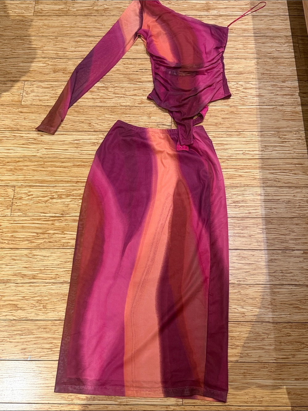 Gianni Bini Magenta & Coral Ombre Maxi Skirt